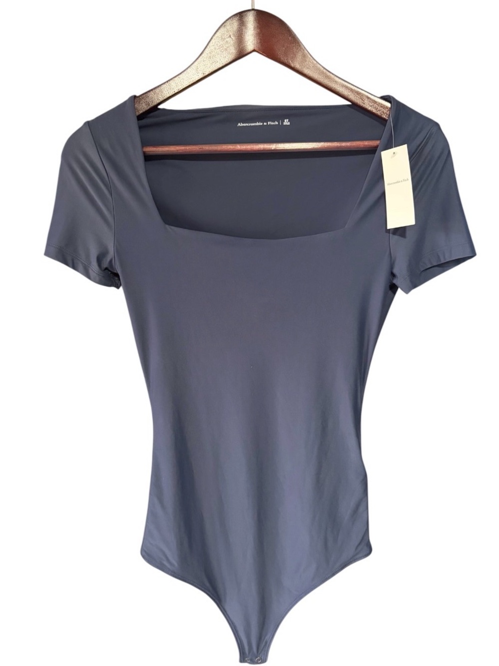 Abercrombie & Fitch Soft Matte Seamless Square Neck Blue Bodysuit (Size S Tall)